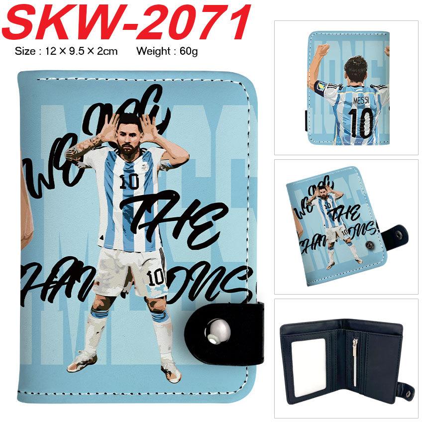Suda Messi Ronaldo Fotbalová Hvězda Fanoušek Peněženka Krátká S Páskem PU Kůže Klip na Peníze Dárek pro Fotbalové Fanoušky 1ks