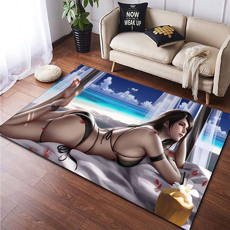 Sexy Anime Girl Print Creative Pattern Non Slip Carpet Bikini Beach Mat Yoga Mat Home Bedroom Decoration Camping Mat