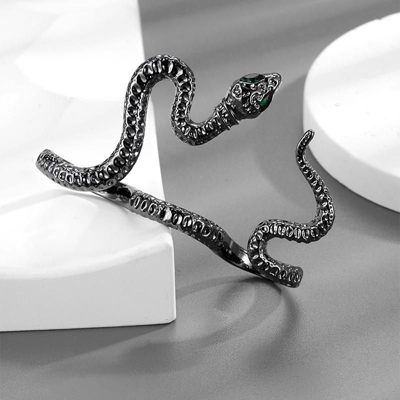 Europäischer & Amerikanischer Tierkreiszeichen Schlange Ring: Stilvolles offenes Design in Schwarz für Hip-Hop-Mode