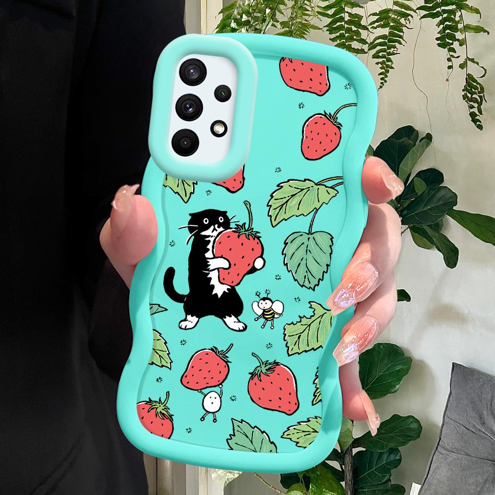 

Окрашенный узор Big Wave Edge Мягкий силиконовый материал Macaron чехол для телефона противоударный защитный резиновый чехол для Samsung Xiaomi Poco Redmi Redmi Note 12 Pro 5G синий