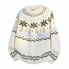 Pullovers Long Sleeves Sweaters Unisex Sweater Paragraph Autumn Winter Retro Floral Pattern Loose Round Neck Design Sense of The Bottoming Knitwear