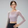 Women's Mesh Yoga Top with Built-In Bra, Two-Piece Look, Beautiful Back Design, Perfect for Pilates, Yoga, and Fitness