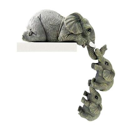 Mother Elephant and Two Kids Hanging Ornaments Figurines Animal Statue Set of 3  for Home Decor