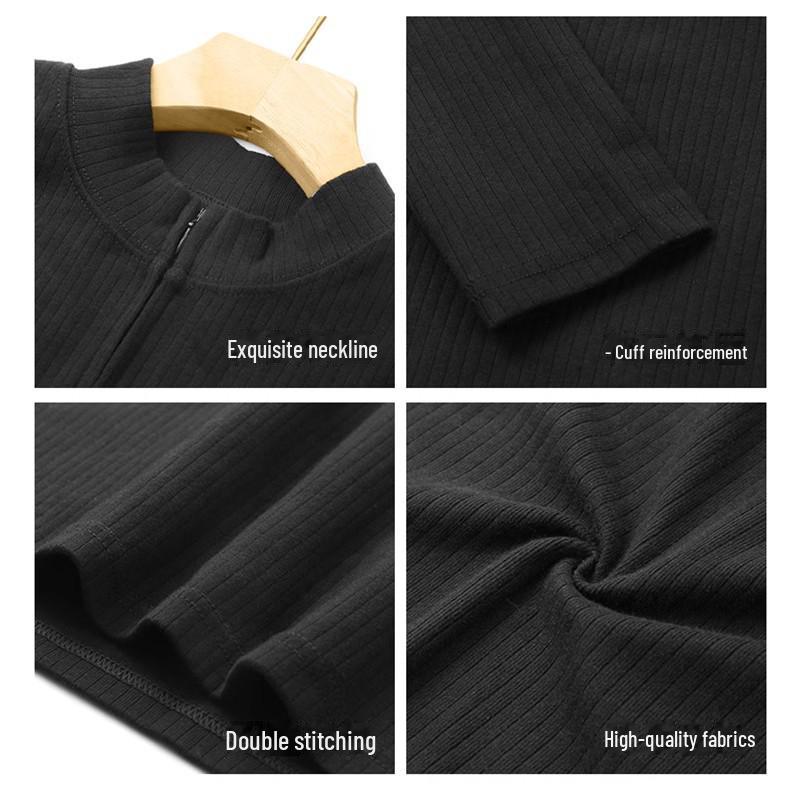 2025 New Women's Black Knitted Long-Sleeve Dress – Trendy, Slim-Fit Short Skirt for Spring & Autumn