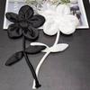 Black White Fabric Flower Brooch Pins Exaggerated Corsage Fashion Jewelry Brooches for Women Shirt Collar Accessories