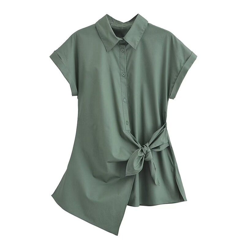 

Fashion Style 2024 Spring New Arrival Women s Easiest for Match Stylish Silm Poplin Shoelace Shirt 9479048 250 Green L