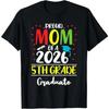 Proud Mom of A Th Grade Graduate TShirt Women Short Sleeve Crew Neck Graduation Party Casual Black Tee Tops