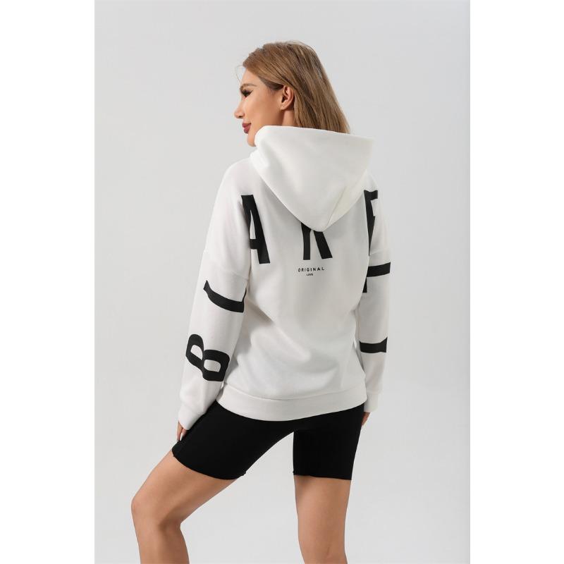 New fashionable printed thickened versatile long-sleeved loose hooded sweatshirt