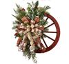 Christmas Decoration Door Hanging Wooden Wheel Wheel Wreath Christmas Pinecone Wreath