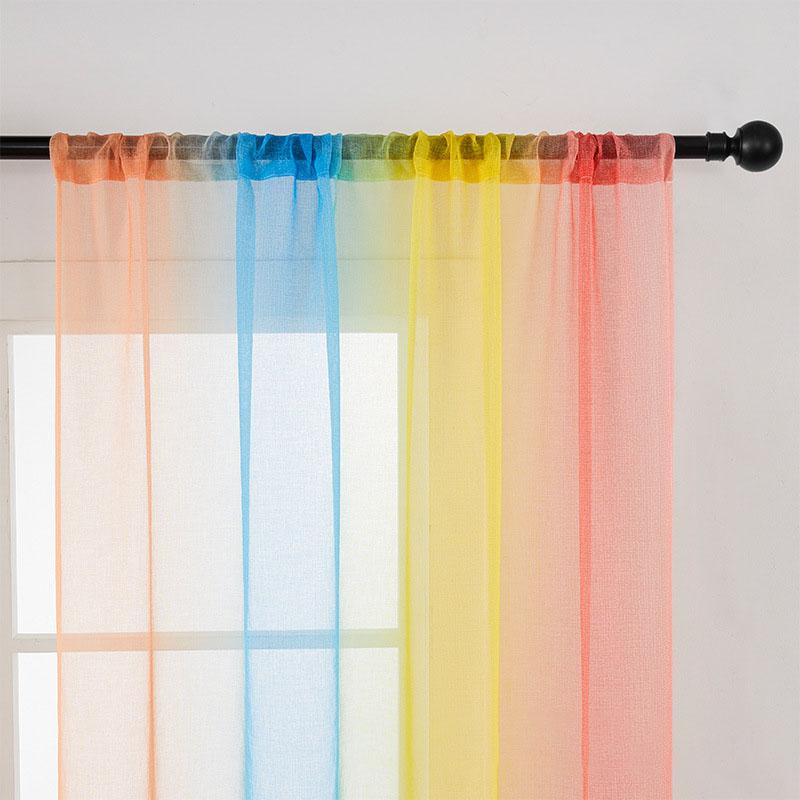 Rainbow Sheer Curtains - Light Filtering Voile Scarf for Balcony, Bay Window, Living Room, Room Divider & Privacy