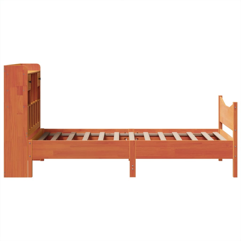 Solid Wood Bed without Mattress Wax Brown 75 x 190 cm Pine Wood