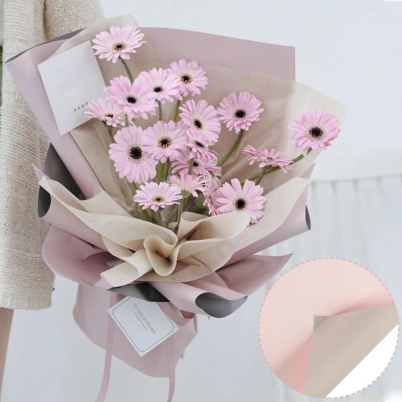 5pcs Colorful Two-sided Flower Wrapping Paper Gift Packaging Paper Birthday Party Supply Waterproof Paper Roll Party Decoration