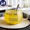 350ml Heat-Resistant Glass With Handle Milk Mug Breakfast Cup Microwave Mug Round Fun Single Cup Wte Letter With Round Lid