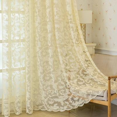 Europäische bestickte transparente Vorhänge für Wohnzimmer, Schlafzimmer, Balkon, Erkerfenster, lichtfilternde Spitzenfensterblende