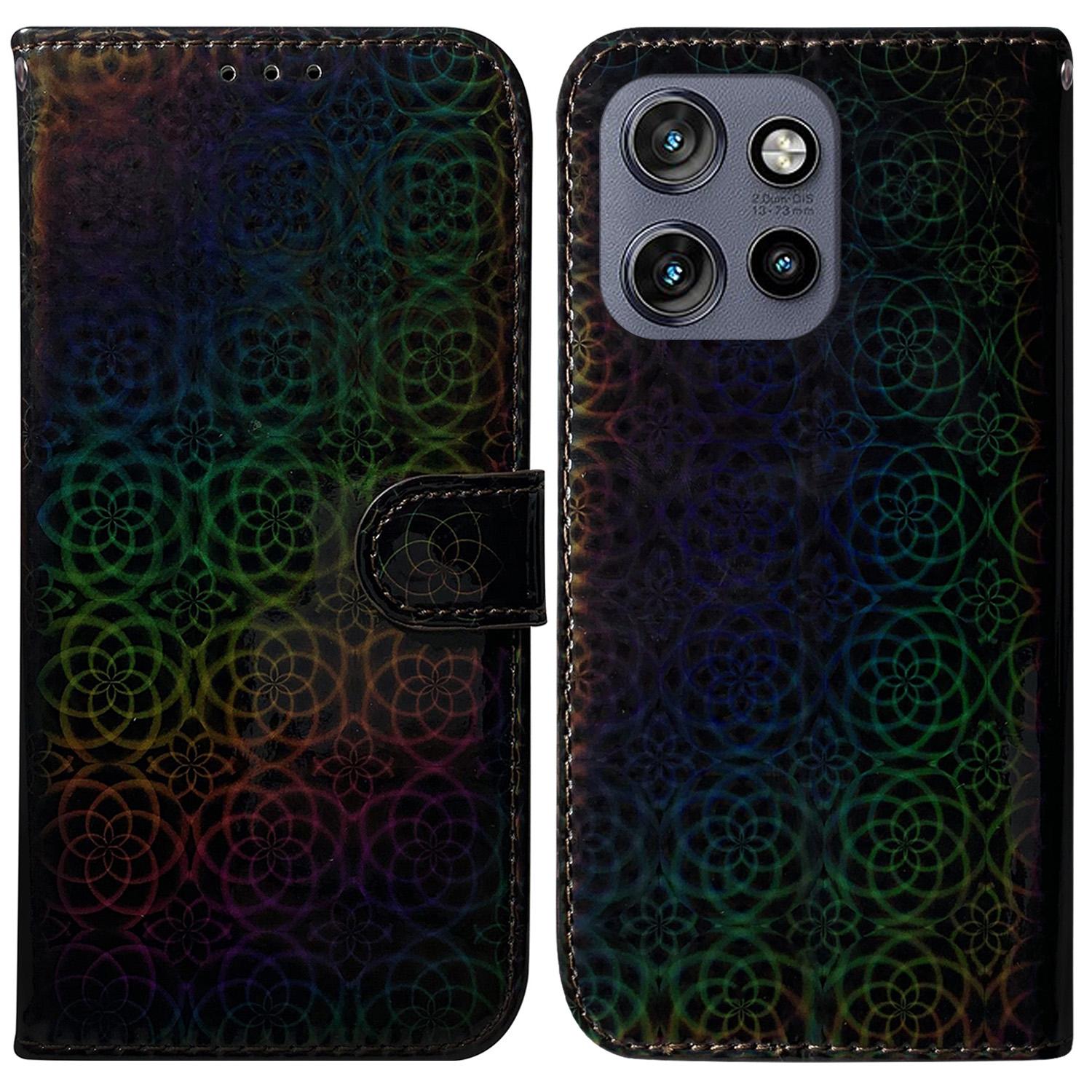 

For Motorola Edge 50 Neo 5G/Moto S50 5G/Thinkphone 25 5G Stand Case Dazzling Flower Leather Phone Cover Black