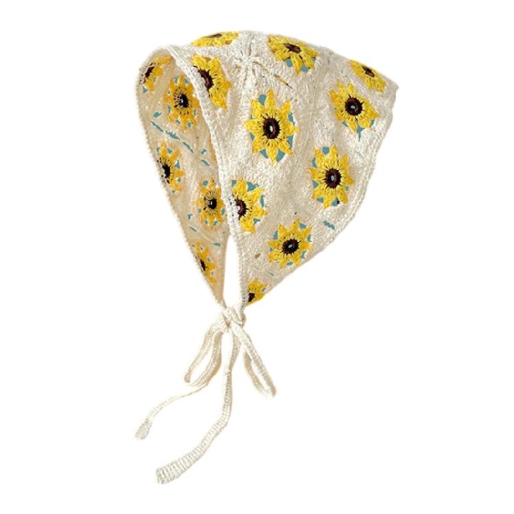 Gehäkelte Bandanas mit hohlem Blumenmuster für Damen und Mädchen, dekoratives ethnisches Kopftuch für Musikfestival