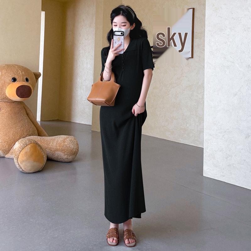 2026 Trendy Knitted Slim-Fit Plus Size Maternity Dress - Flattering Casual Skirt XL