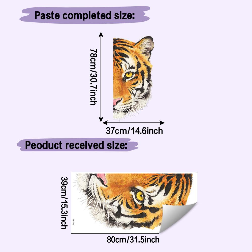 

Fierce Half Face Tiger Self Adhesive Wall Sticker for Living Room Bedroom Background Home Decor 39X80CM