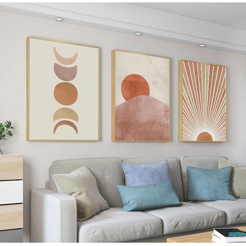 Drukuj do salonu sypialnia Home Decor obraz ścienny Morandi plakat słońce i księżyc obraz na płótnie Nordic Wall plakat artystyczny