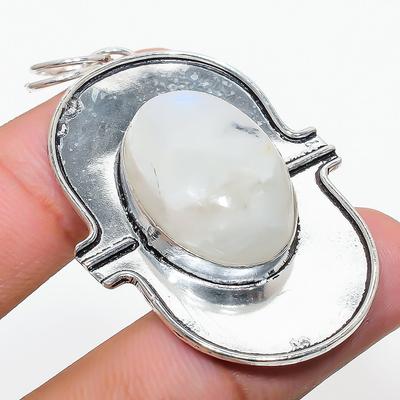 Natural Rainbow Moonstone Gemstone 925 Sterling Silver Pendant 2.09" I0n97
