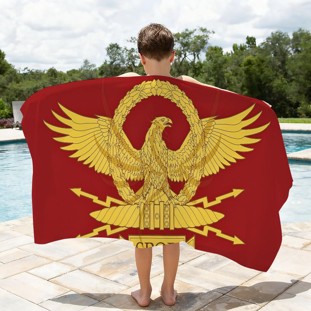 Toalla de Bandera Romana SPQR Suave Ligera Anti-Arena Grande para Playa Secado Rápido Baño Deportes Familia