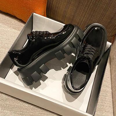 Loafer mit Schnürung, dicke Sohle, Modedesigner-Schuhe aus PU-Leder, lässige flache Schuhe