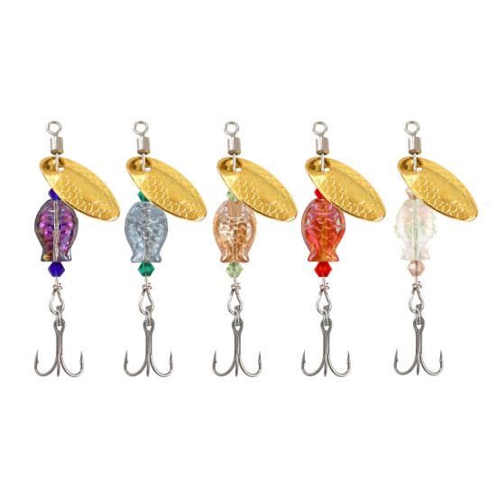 5Pcs Fishing Lure Spinnerbait with Treble Hooks Vibrant Color Compact Portable Fishing Lures Spoon Spinner Baits Kit