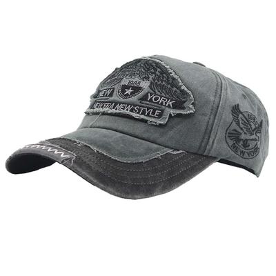 Hat Cap American Casual Vintage Distressed Finish Embroidered Brim CB342 [Chrome Crane] Men's Women's (Black)