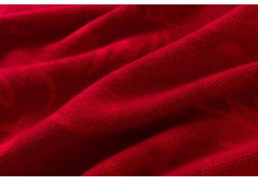 Red Wool Tang Suit Sweater Coat with Stand Collar & Frog Buttons for Women