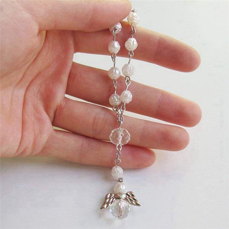 2025+ 20 Pcs Baptism Acrylic Rosary Beads Mini Rosaries Angel with Organza Bags for the First Communion Baptism Party Favors