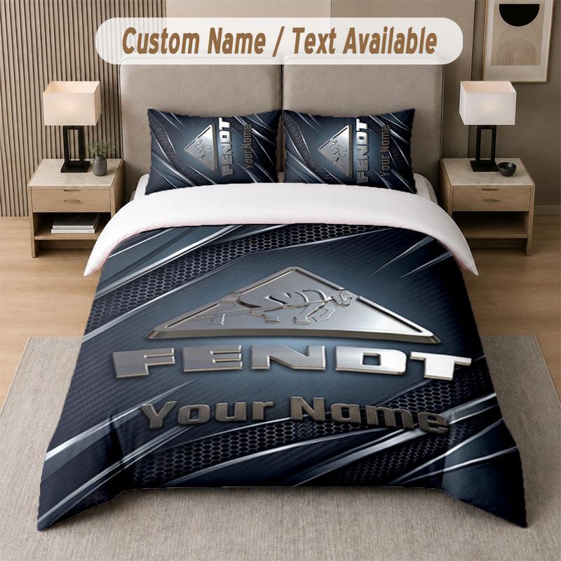Set Biancheria da Letto Personalizzato Fendt, Stampa Nome Testo 1 Copripiumino più 2 Federe Tessile per la Casa