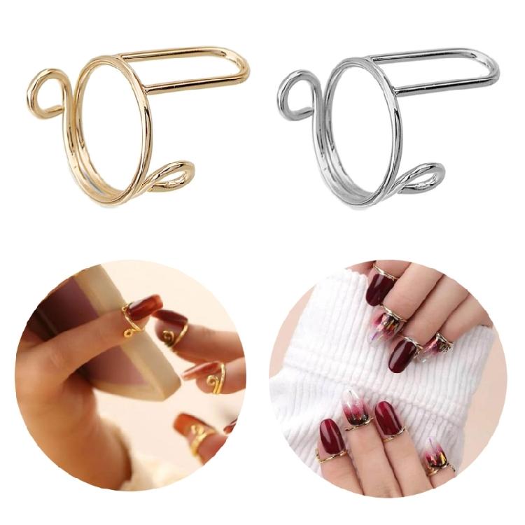 Set of 10 Open Nail Rings Elegant Fingertips Statement Jewelry Copper Material