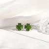 The New Fashion Four-leaf Clover Cat's Eye Stone Earrings Small Exquisite Earrings Temperament
