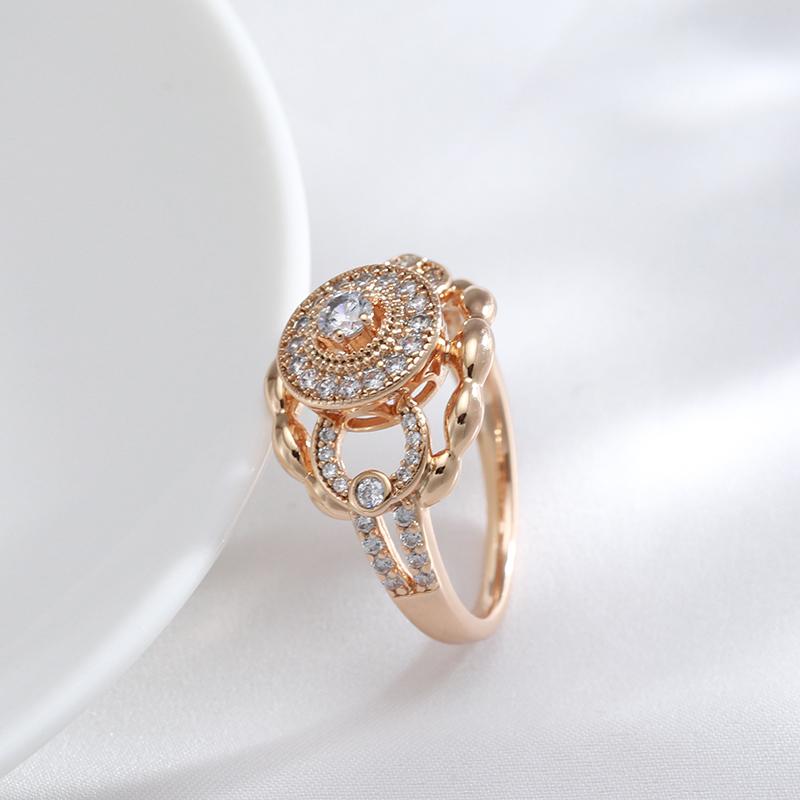 Unique Creative Women Rings  Rose Gold Color Natural Zircon Geometry Rings Modern Fashion High Quality Daily Jewelry
