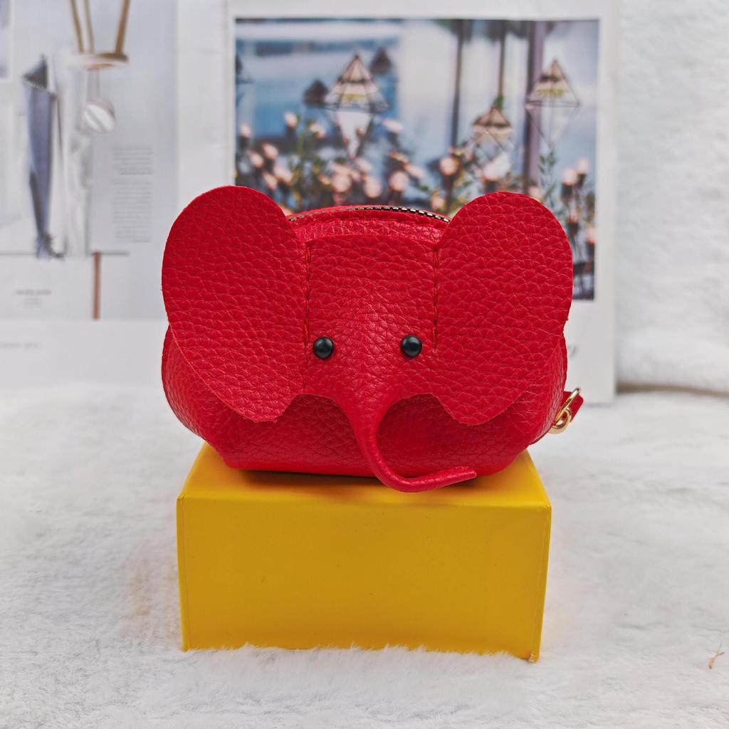 Baby elephant bag pu change bag bag pendant key ring creative card bag lipstick zipper bag