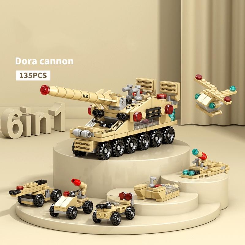 6IN1 Engineering Car Truck Tank City Building Blocks Police Helicopter Bricks Fire Fighting Brick Toys Gift for Children Kids