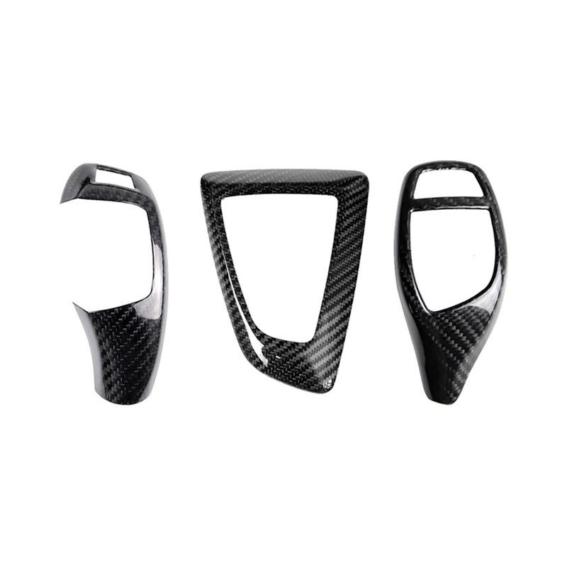 Textura de fibra de carbono para bmw f30 f10 f15 f07 f20 f21 f22 f32 f34 f35 5gt quadro do painel de mudança de engrenagem do carro botão de engrenagem capa cabeça guarnição