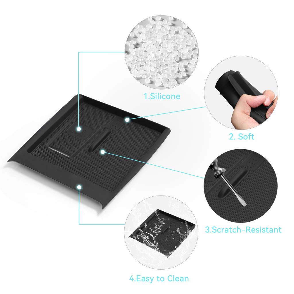 for BYD Song Plus DMI 2025 Silicone Phone Wireless Charging Mat Non-slip Charger Protective Pad Car Interior Accessories Black