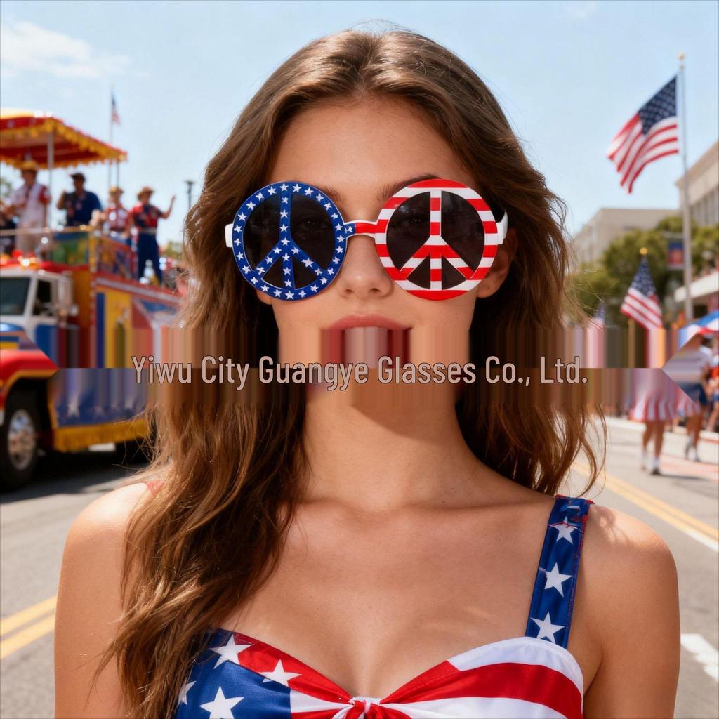 American Flag Peace Sign Glasses - Cross-Border Party & World Cup Decoration for Independence Day