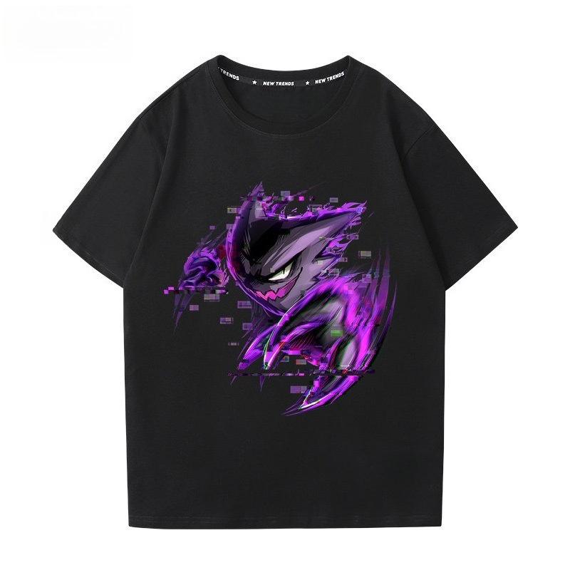 

Pokémon Gengar Printing Tee Pure Cotton Tshirt Mens 2026 Summer Fashion Oversize Street Casual Y2K Tops Streetwear Clothing L
