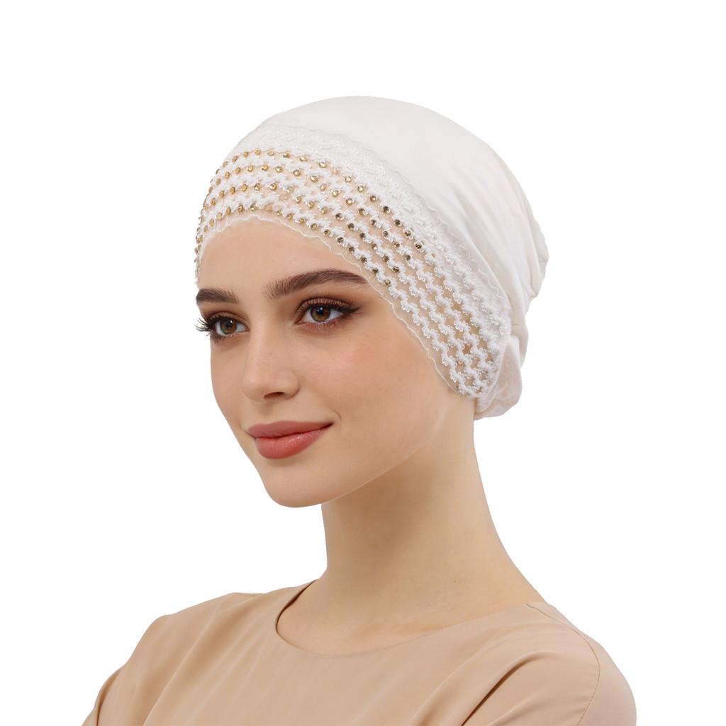 Silk Cotton Sunshade Headscarf With Adjustable Fit And Rhinestone Decor For Summer And Winter Fashion