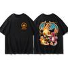 2026 Summer Charizard Evolution Double Side Japnese Anime Print TShirt Cotton Oversized Couple Family Tee for Travel Sports