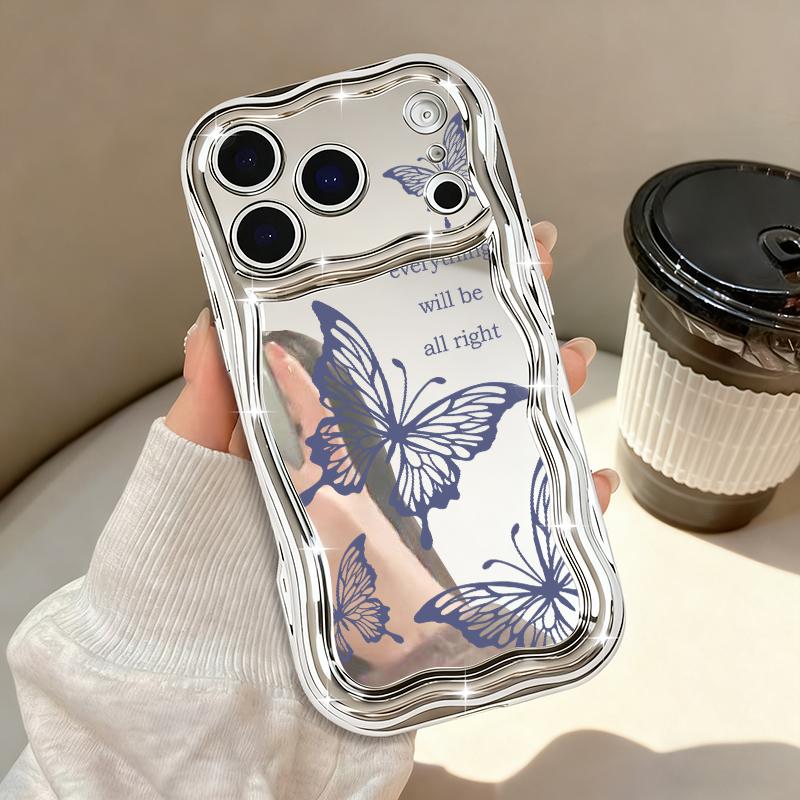 Shockproof Luxury Soft TPU Cover For iPhone 17 Pro Max Air 16e 16 15 14 13 Pro Max 12 11 Line Butterfly Electroplated Phone Case