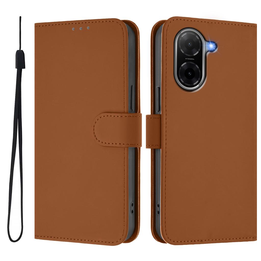 For Xiaomi Poco C71 4G/Xiaomi Redmi A5 4G (171.7*77.8*8.3mm) Case Solid Color Wallet Leather Phone Cover with Strap