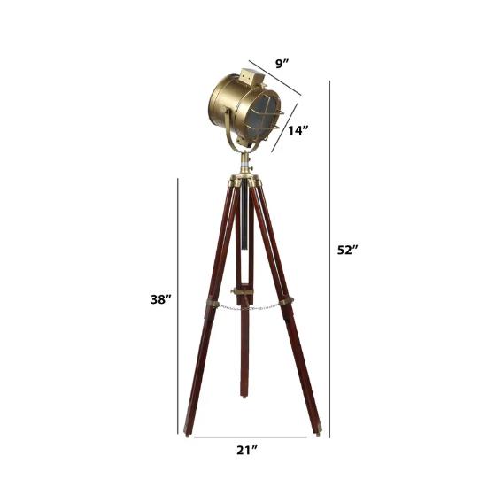 Brass Spotlight Floor Lamps Spotting Home Decorative Nautical Antique Finish Brass Spotlight Searchlight Wooden Tripod Floor Light