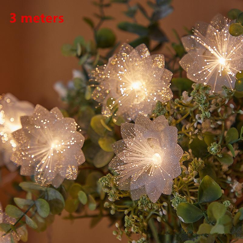 1.5M Led Fiber Optic Fairy Light Battery-Operated Garland Christmas Decoration Party New Year'S Decor Artificial Flowers Festoon