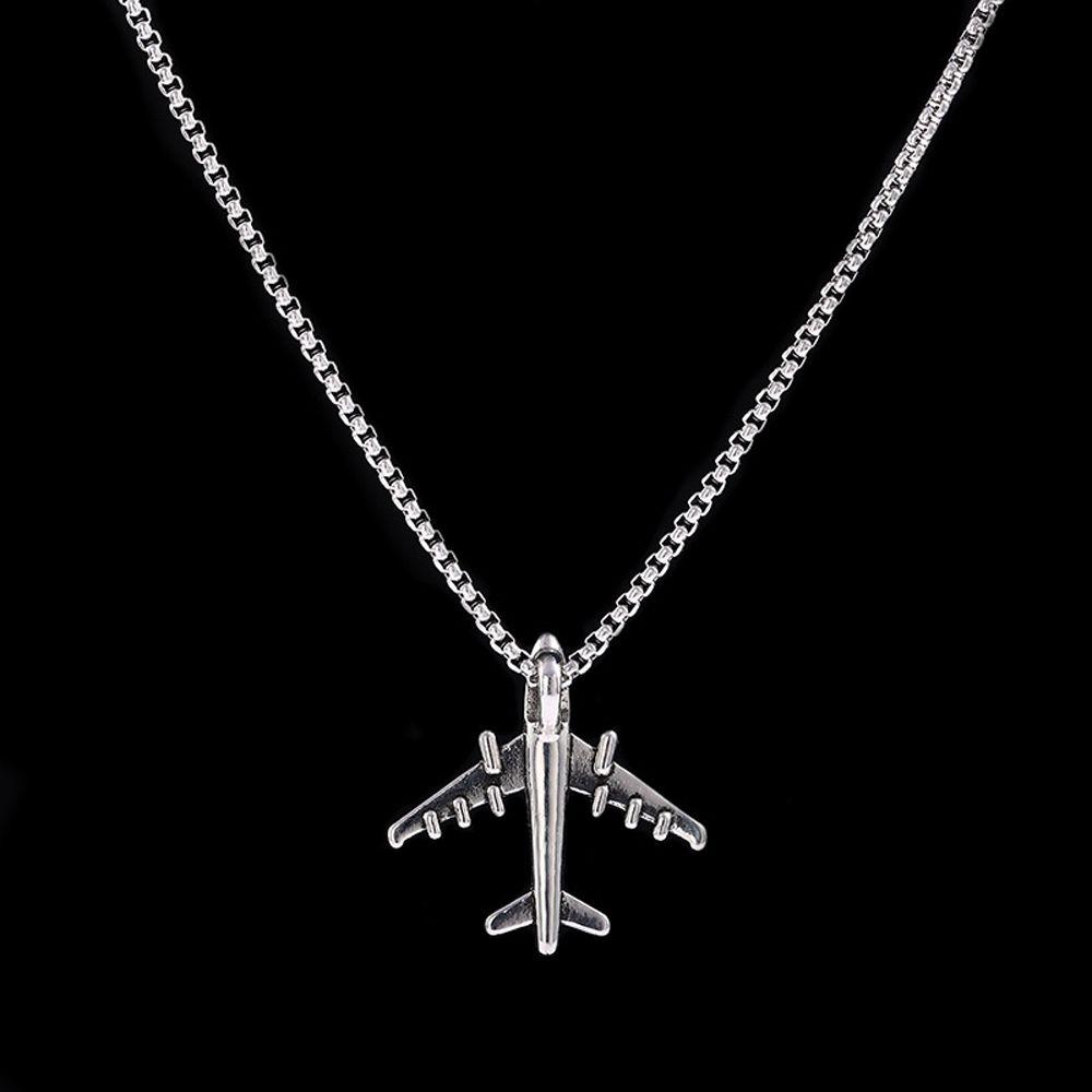 Women Pendant Titanium Steel Punk Korean Clavicle Choker Neck Jewelry Man Chain Necklace Airplane