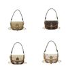 Square Print Retro Single Shoulder Crossbody Bag Leather Handbag Gift Fashion