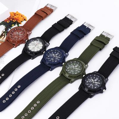 Nylon Strap Relogios Wristwatch Cool Military Men Casual Round Dial Fabric Sport Quartz Army Watch Male Watches Canvas  Unique