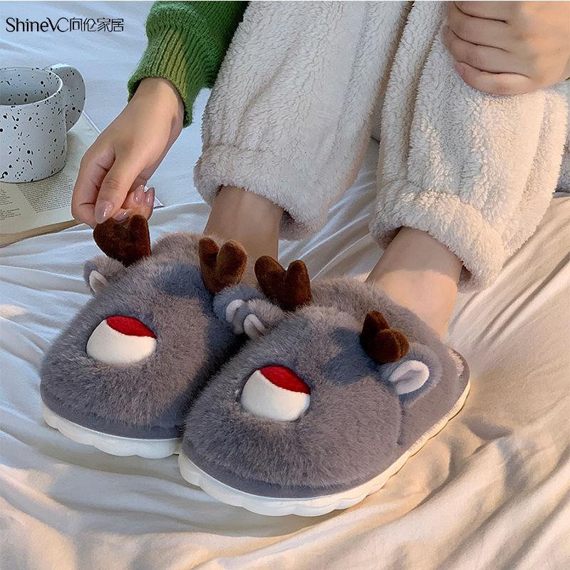 New Cotton Slippers Men's Autumn Indoor Home Cute Non-slip Warm Velvet Cotton Mop Outside Wear Parent-child Slippers